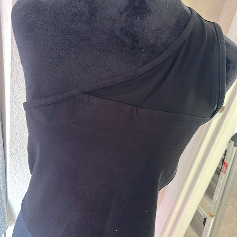 Express black one shoulder mesh top